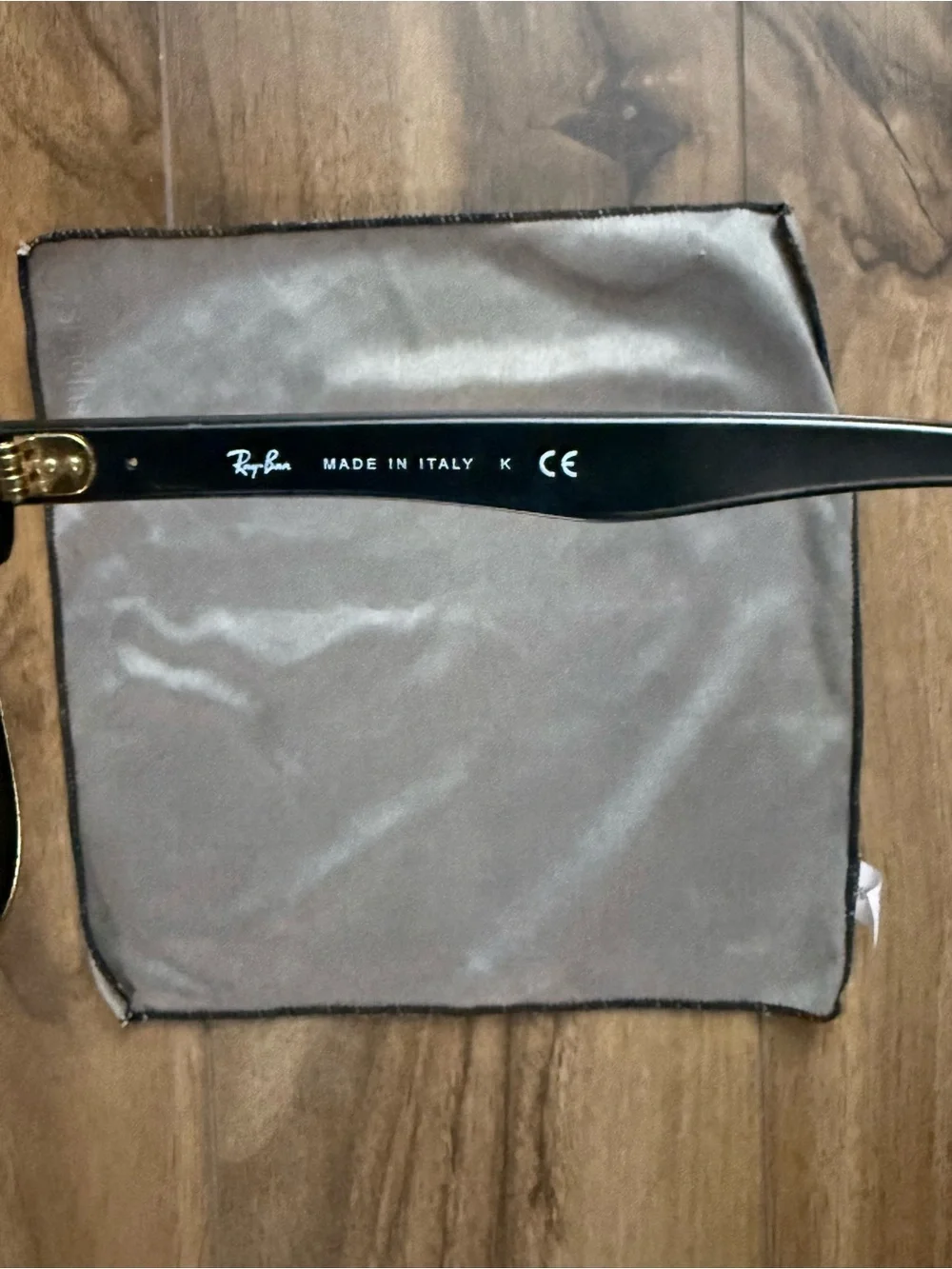 Ray-Ban Black and Gold Clubmaster Style Sunglasses with Case